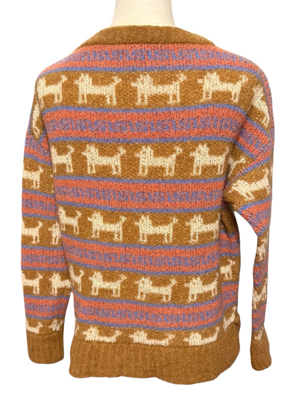 TOAD&CO Alpaca Blend Llama Fair Isle Sweater Women’s Medium Brown Wool Cozy - Picture 3 of 8